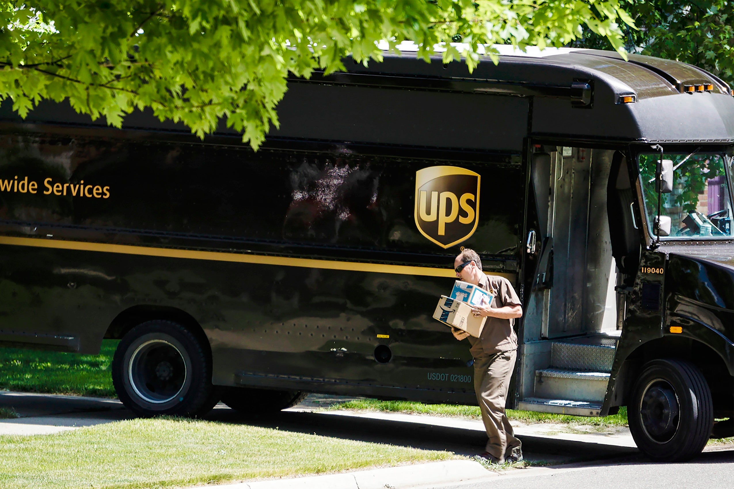 UPS driver making a delivery