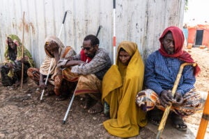 Five blind displaced persons from Somalia.